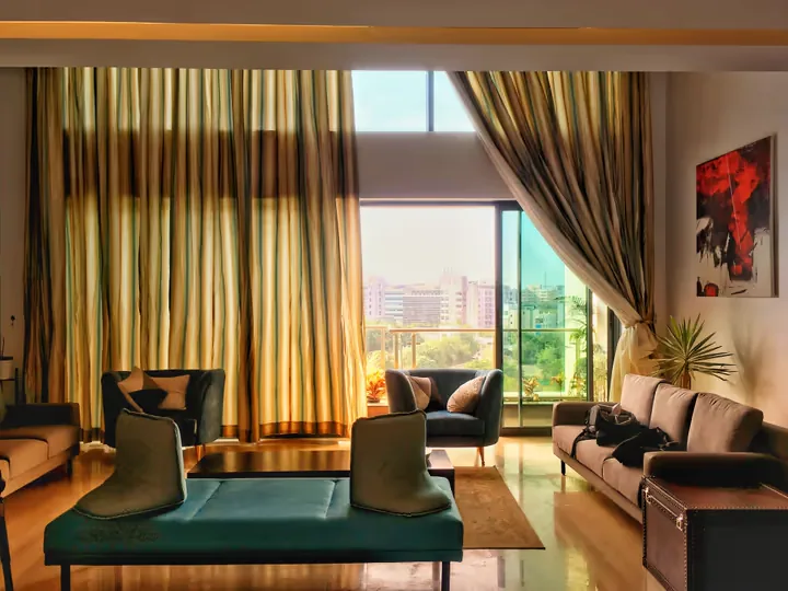 Curated interior design space with warm color, texture, and functional details.